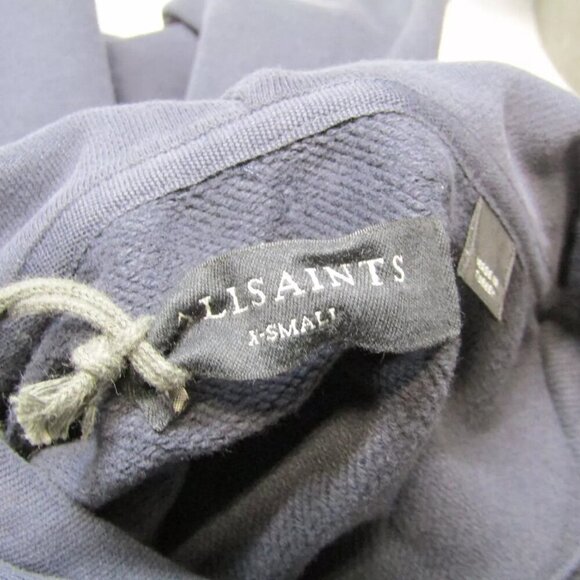 NEW ALLSAINTS Mens Hoodie Cadet Blue Size XS Raven Contrast Ramskull Pullover - Picture 3 of 8